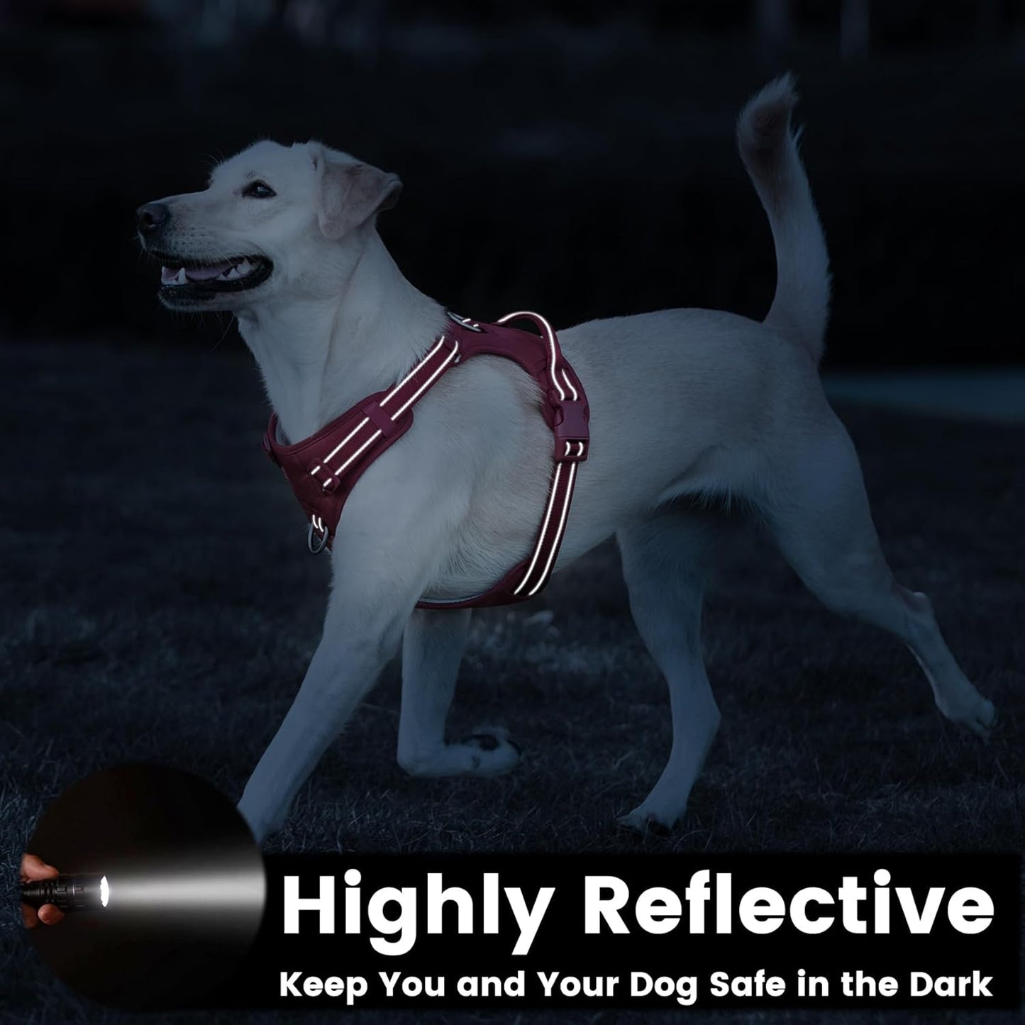 No Pull Dog Harness, Reflective Puppy Vest for Small Medium Large Sized Dog(Burgundy Red,S)