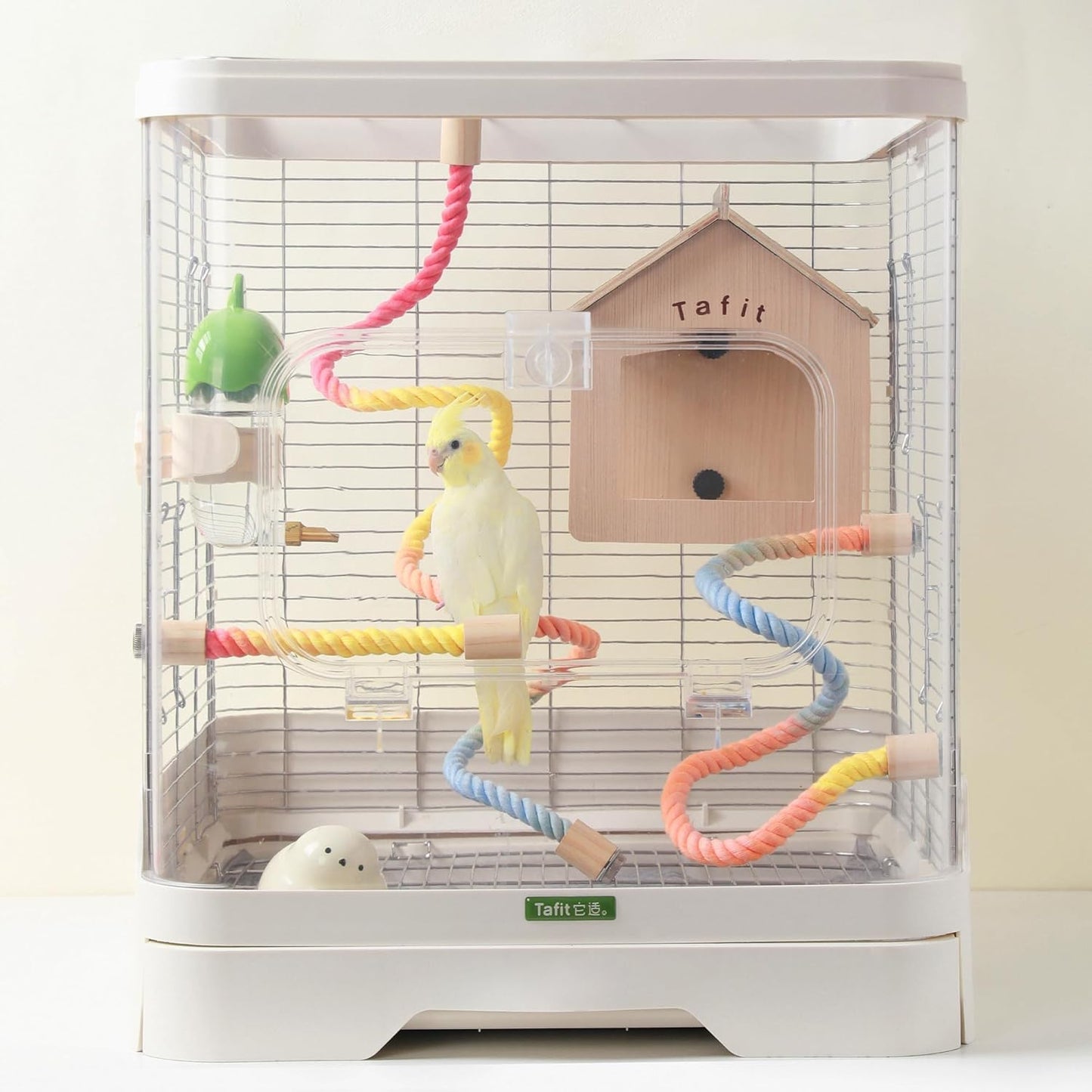 Multi-Color Rope Bird Perch Toys for Parrot Cage Stand, Climbing Swing Accessories for Cockatiel, Parakeets, Budgies, Lovebirds, Conures, Finches - 15.7 inch