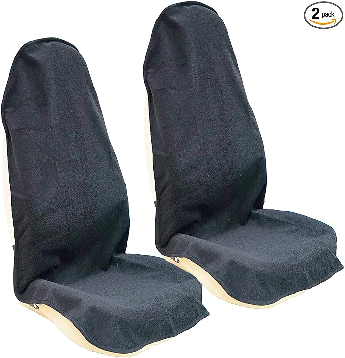 Car Seat Cover Protector Front Seats,for Gym Workout,Running,Swimming,Beach and Hiking,Waterproof Sweat Towel Bucket Seat Covers for Cars SUV Trucks (Black, 2Pcs)
