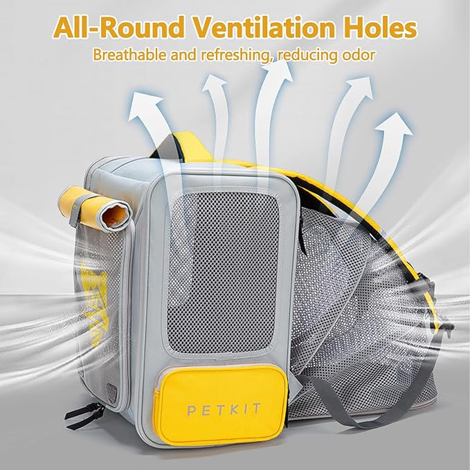 Expandable Pet Backpack, Cat Backpack with Breathable Mesh, Collapsible Soft Cat Travel Bag for Outdoor Hiking, Large Space Dog Backpack(Purple)