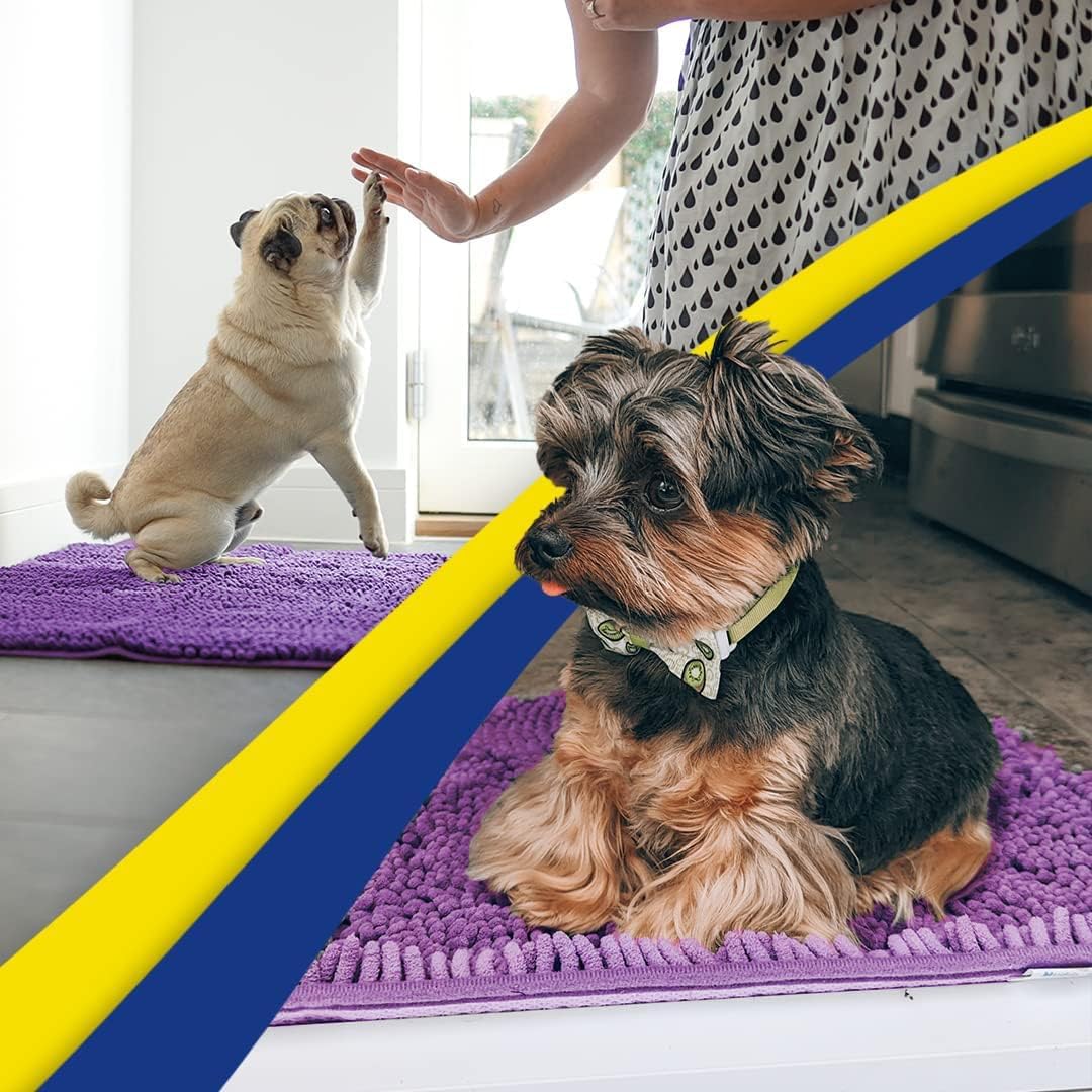 Muddy Mat® Original Dog Door Mat for Muddy Paws, Super Absorbent Microfiber, Non-Slip Washable Pet Rug, Quick Dry Chenille Entryway Carpet, Machine Washable Indoor Outdoor mat, Purple 18"x28"