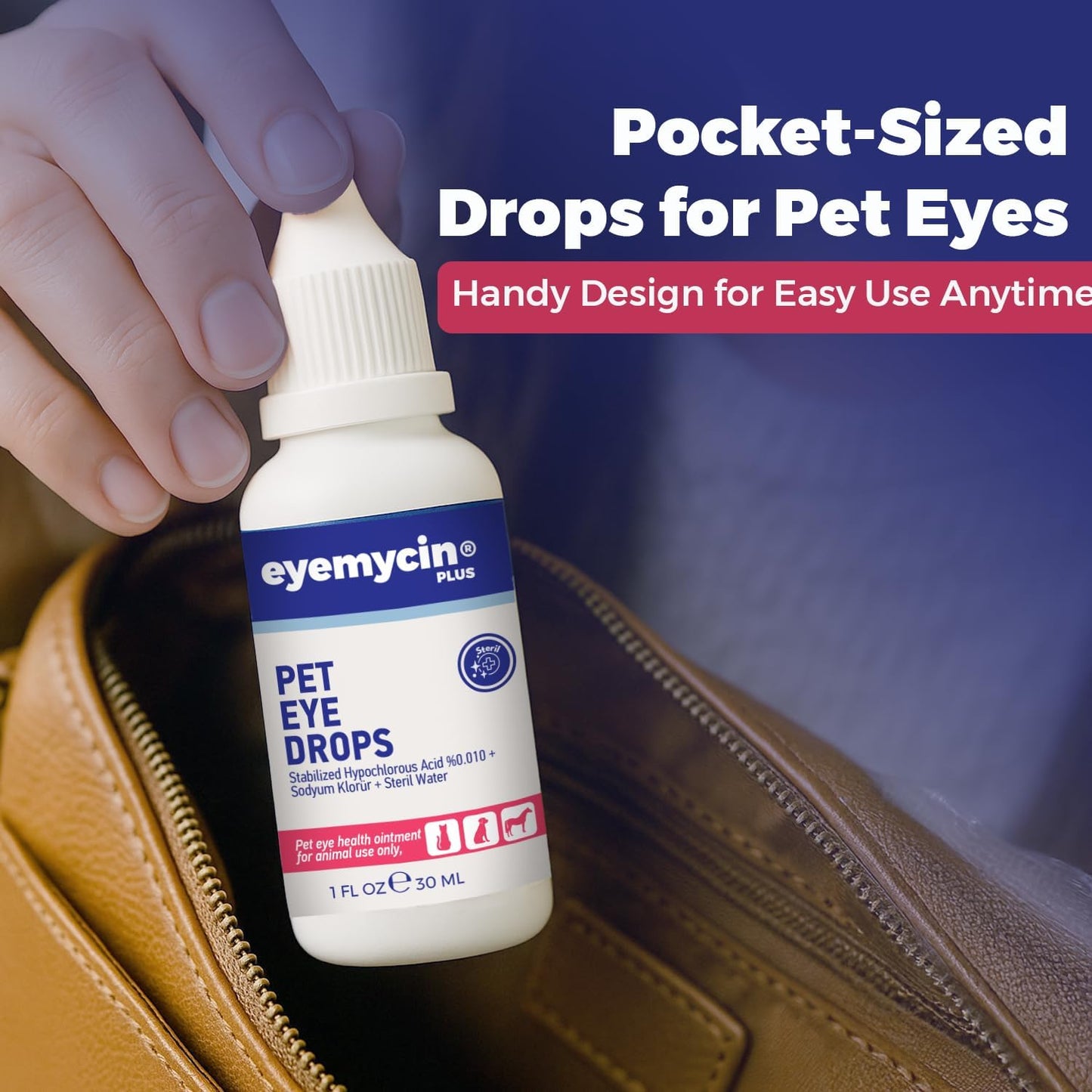 EYEMYCIN pet Eye Drops 1 fl oz Eye Drops for Dogs and Cats Vet-Recommended Dog Eye Infection Treatment to Soothe Infection Allergy,Relieve Dry Eyes Pink Eyes, Pet Tear Stain Cleaner Horses & Birds