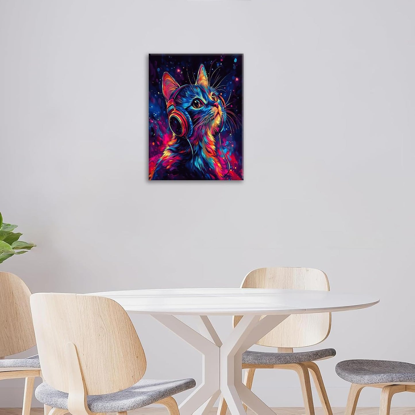 Cat Wall Art Canvas Fantastic Animal Wall Decor Prints Framed Painting Colorful Pictures Gifts Artwork for Bathroom Living Dining Kitchen 12"x16"