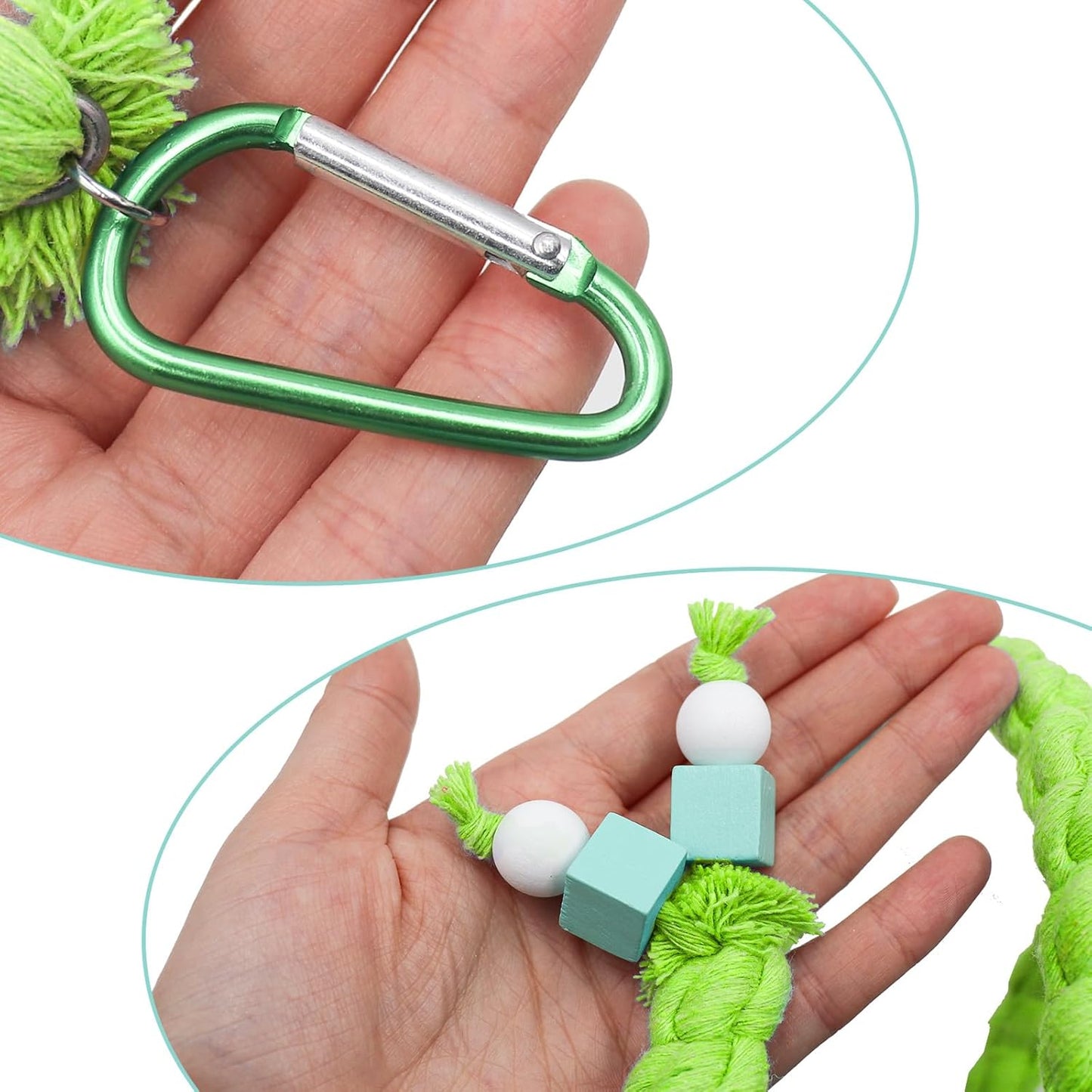 Dnoifne 59 Inches Bird Spiral Rope Perch, Bird Rope Swing Perch, Bird Cage Stand Pole Accessories, Bird Standing Climbing Toy for Parrot Parakeet Budgies Lovebirds Cockatiels (59""/1.5 M), Green
