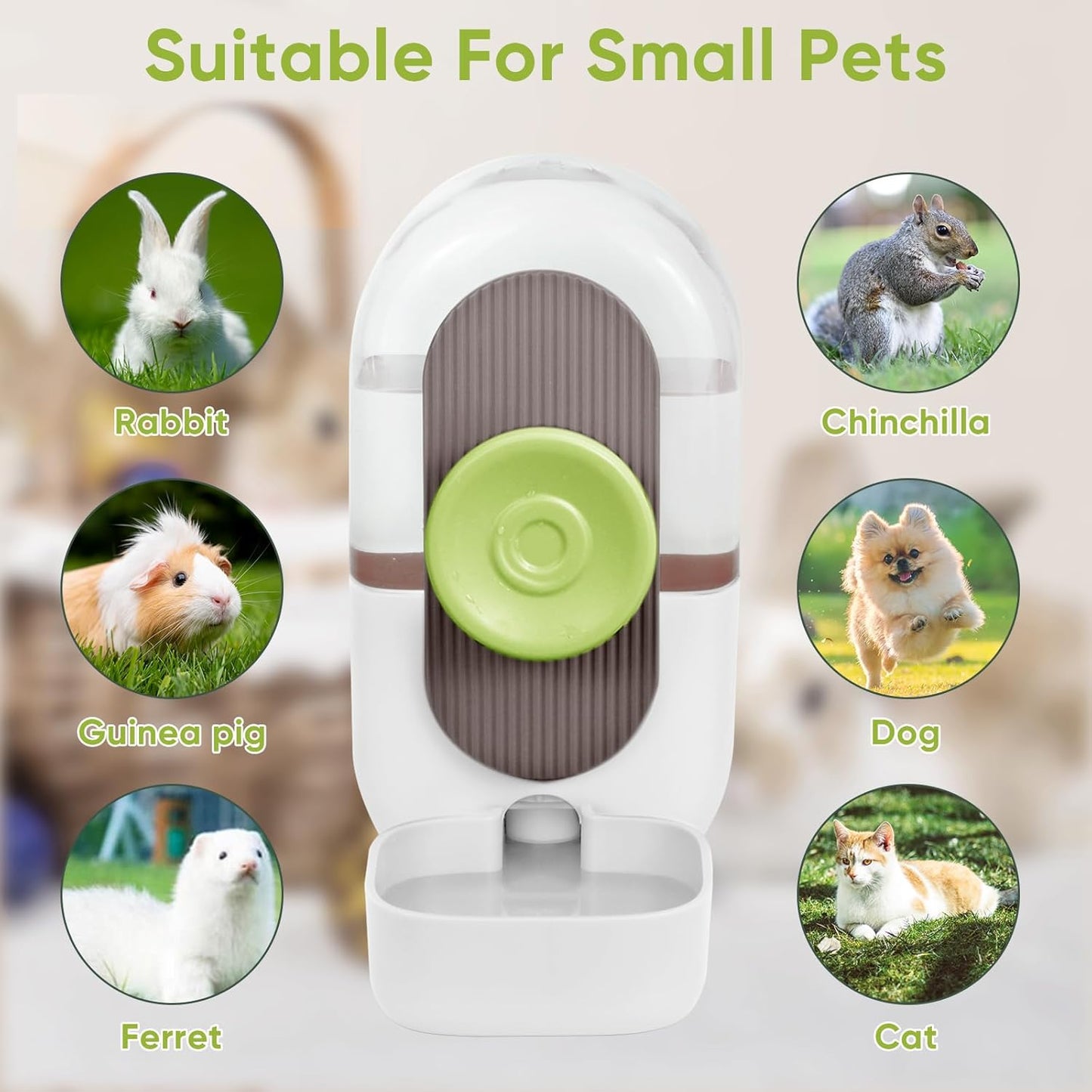 28oz Hanging Automatic Water Dispenser,Rabbit Water Bottle,Bunny Guinea Pig Ferret Water Bowl for Cage,Suitable for Small Animal Puppies(Cage Grid Spacing Over 1.2'')