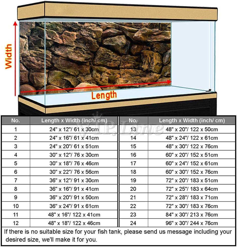 Rock Wall Aquarium Background Poster PVC Fish Tank Decor Landscape 24 36 48 72 (60" x 30"/ 152 x 76cm)