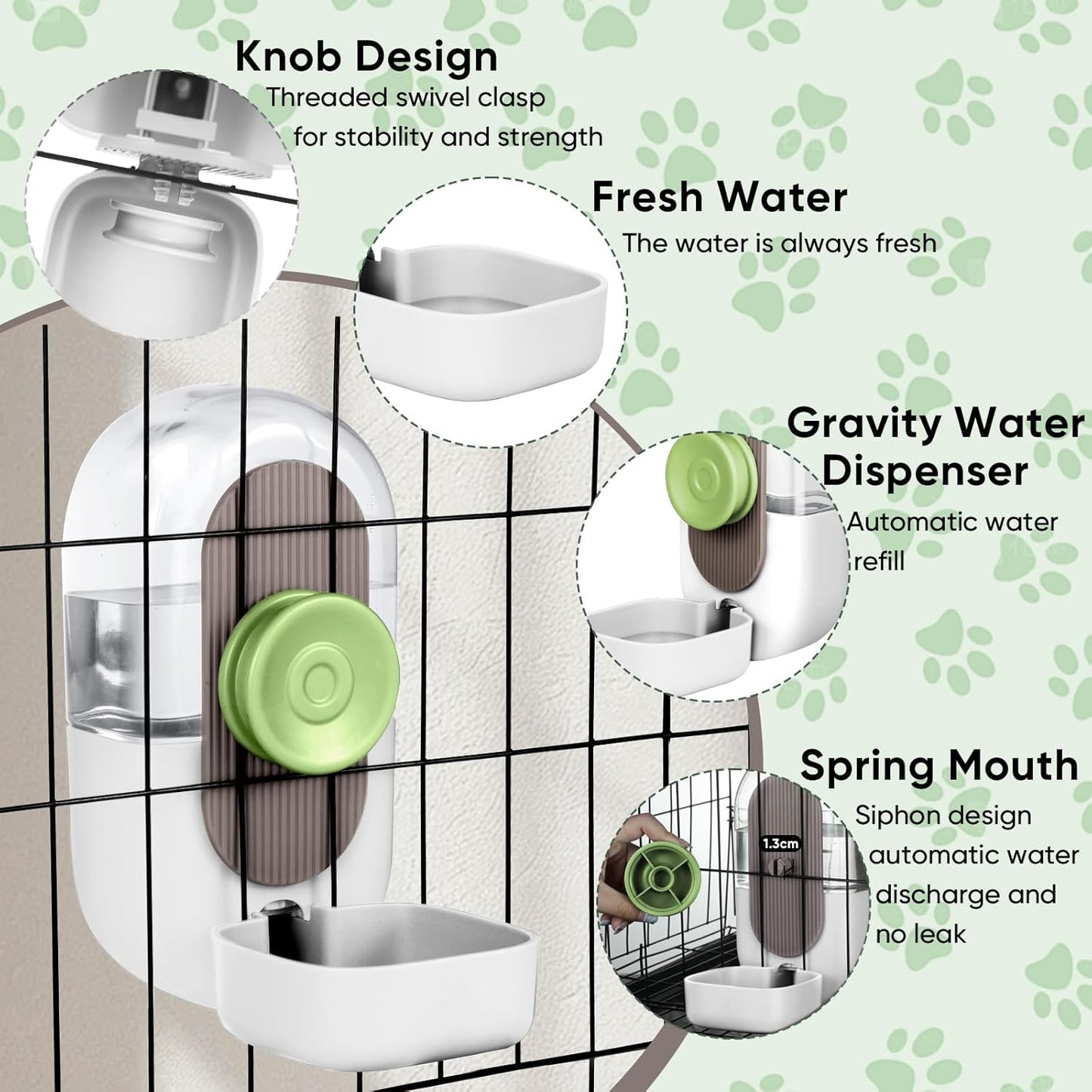 28oz Hanging Automatic Water Dispenser,Rabbit Water Bottle,Bunny Guinea Pig Ferret Water Bowl for Cage,Suitable for Small Animal Puppies(Cage Grid Spacing Over 1.2'')