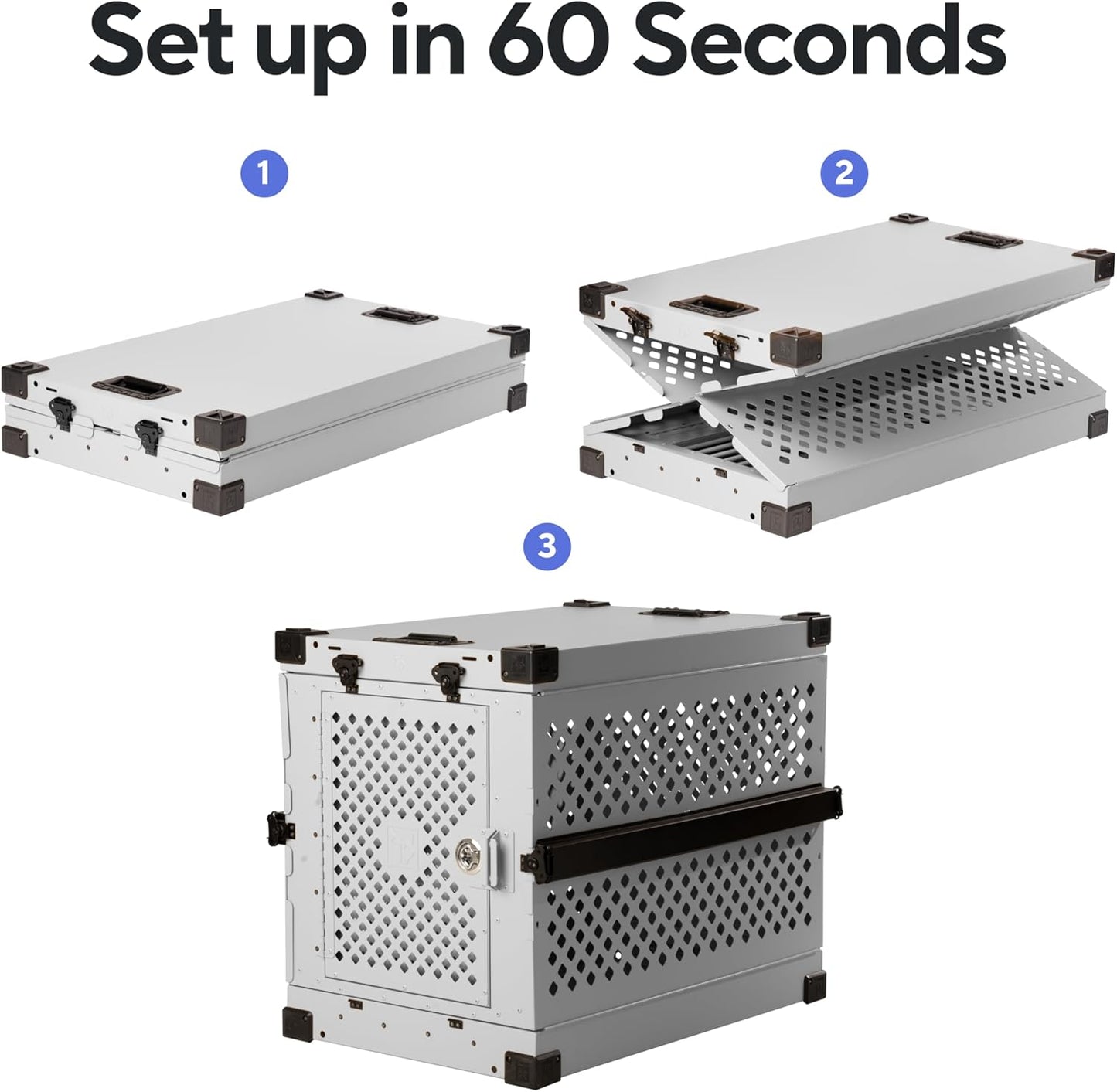 Impact Collapsible Dog Crate - Foldable Hard Crate for Intermediate Dogs - Heavy Duty Travel Kennel with Powder-Coated Aluminum - Quick Setup for Indoor & Outdoor (White, 34" (34.5" L x 23" W x 29" H)