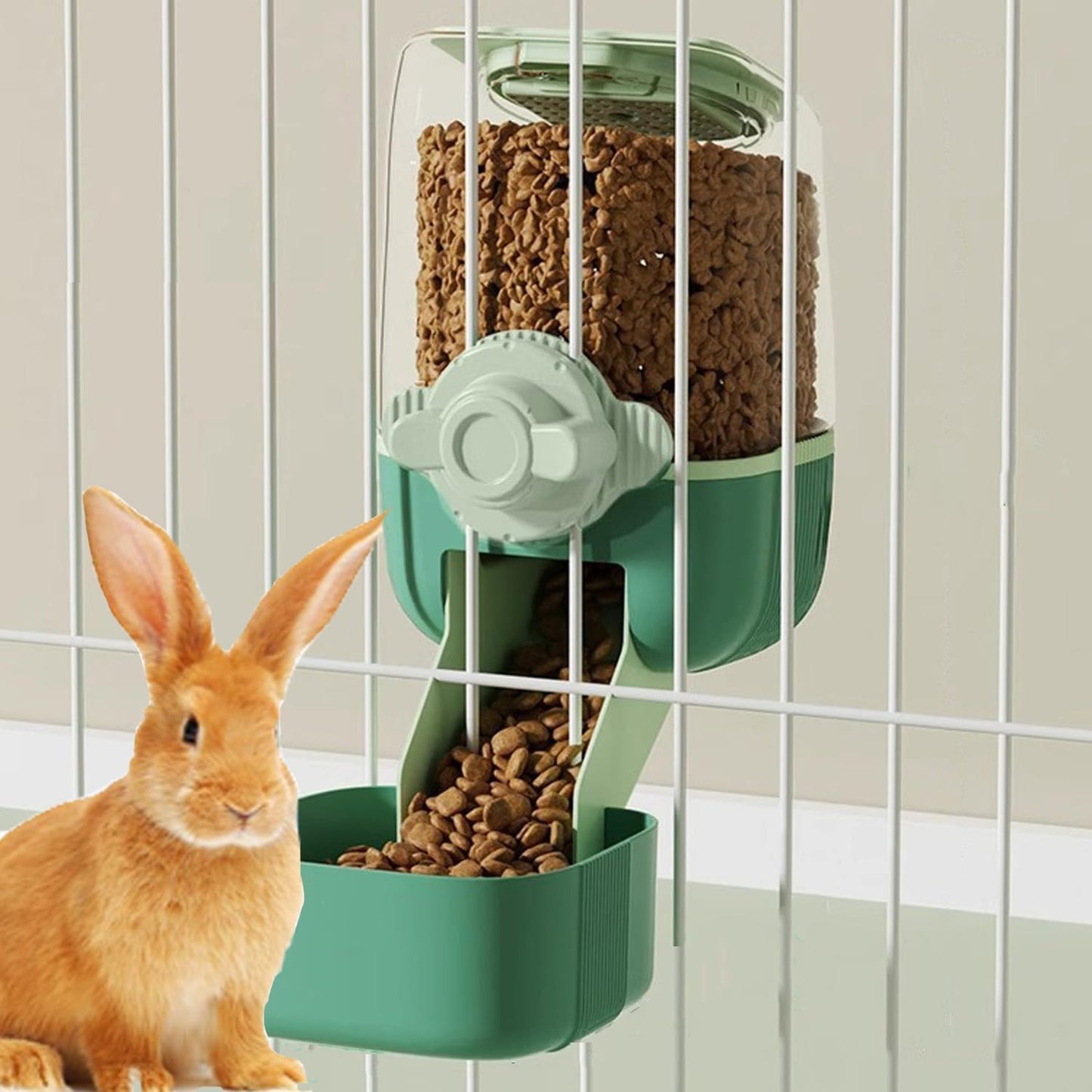 Pet Hanging Automatic Feeders Drinking Bowls,Gravity Rabbit Feeder and Water Set,Cage Cat Food Bowl Feeding Station for Puppy Kitten Chinchilla Hedgehog Guinea Pig Ferret (Blue-Pink Food)