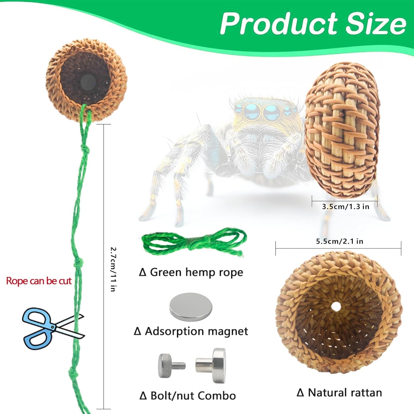 1 Pcs Jumping Spider Accessories,Shelter Made of Cane, Essential for Jumping Spider Hide, Enclosure, and Tarantula Enclosure Accessories