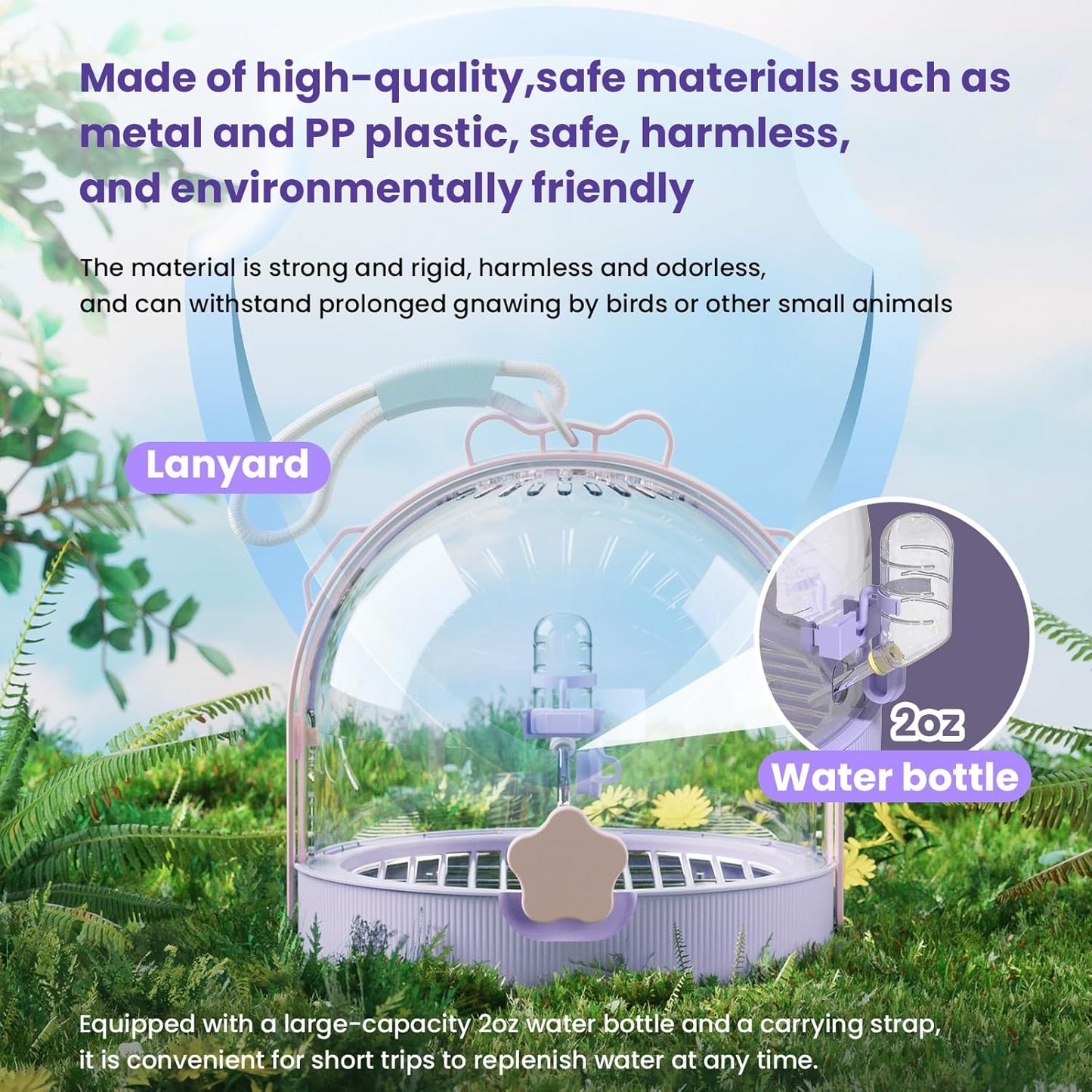 Birdcages,Carriers,Small Bird Travel Cage Carrier, Bird Carry Transport Bag,Small Animal Carrier, Travel Carry-Out Cage with Water Bottle.(Pink)