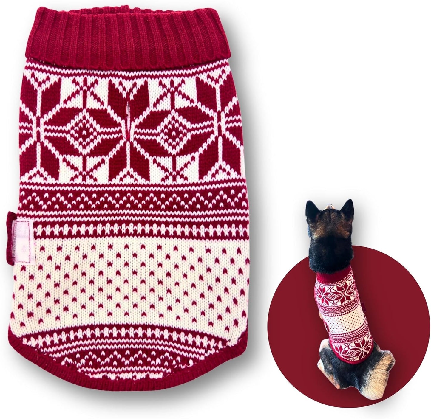 Cute Sweater for Dogs and Cats Soft Flannel Pet Outfit Warm and Cozy Animal Hoodie Small to Large Pet Clothes for Halloween Parties and Everyday Wear (Medium, Red National Totem)