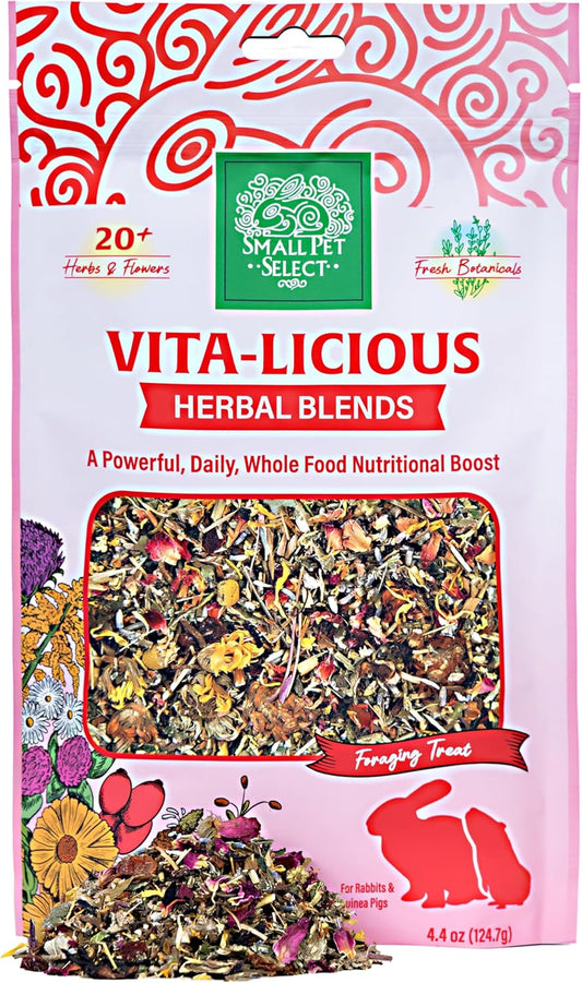 Small Pet Select - Vita-Licious Herbal Blend, a Natural Herbal Treat for Rabbits, Guinea Pigs, Hamsters, Gerbils, and Mice, 4.4oz