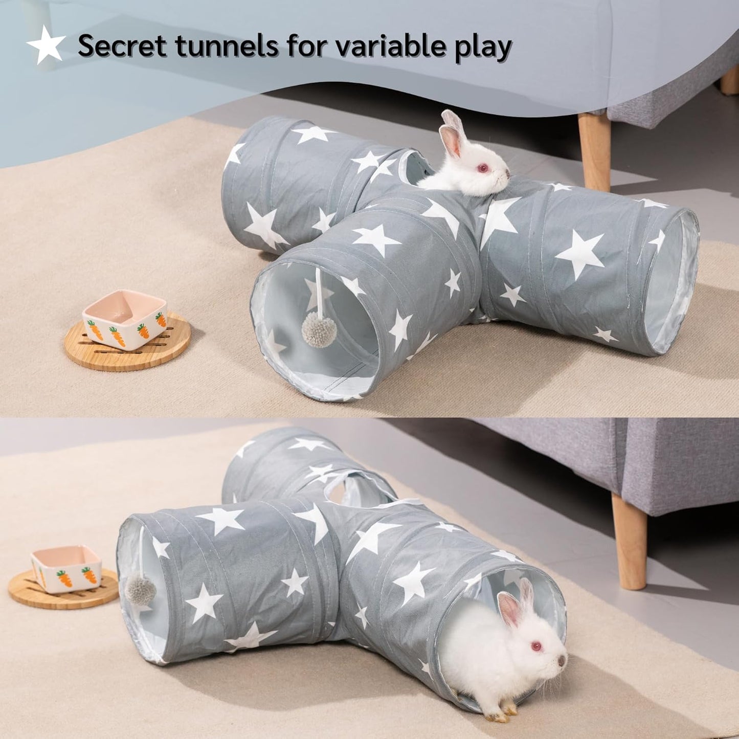 JanYoo Guinea Pig Tunnel 3 Way Guinea Pigs Hideout Foldable Small Animal Hideaway Play Tube Toys for Bunny Rabbit Hedgehogs Hamster Chinchilla Ferret Accessories