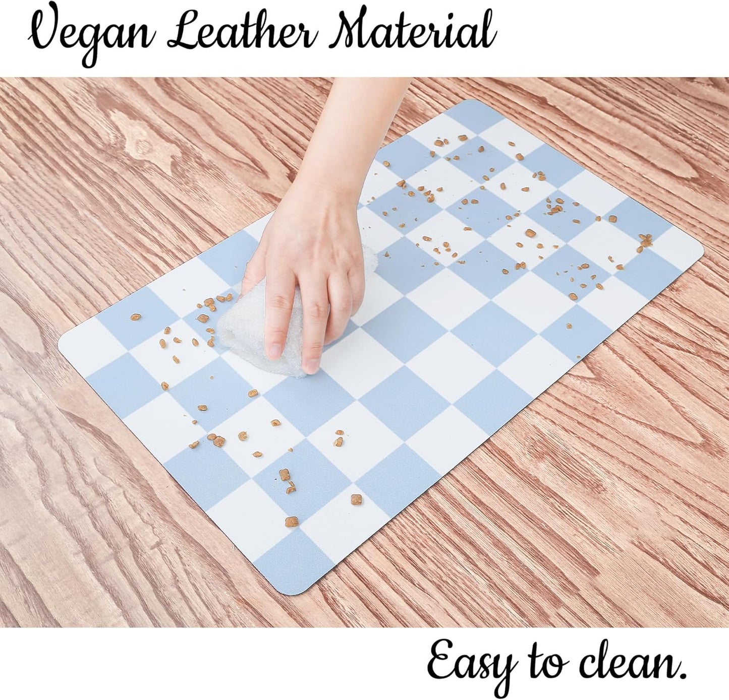 Ralxion Checkered Dog Feeding Mat, Absorbent Mats for Dog Food and Water Bowl, Dispenser, Retro Aesthetic Light Blue Checkerboard Pet Placemat for Dogs, Cats, Puppy Accessories, 16" X 24”