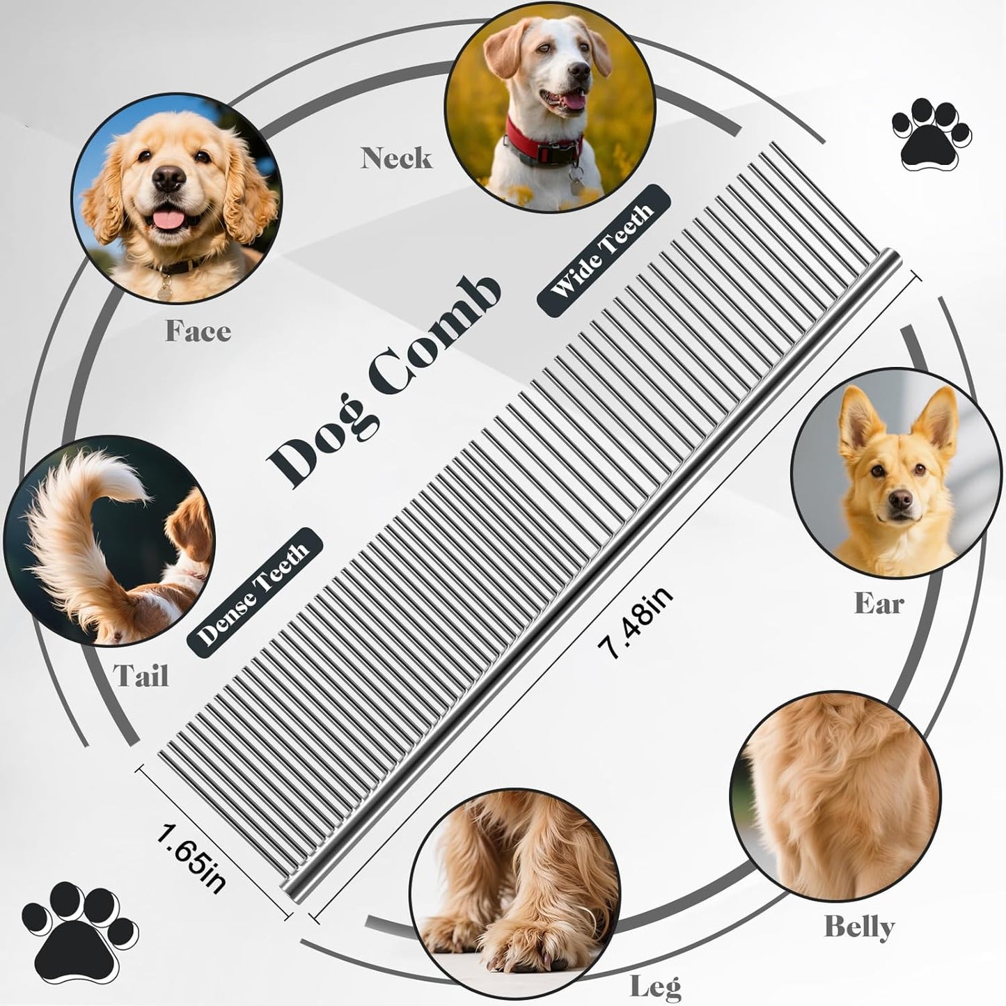 2PCS Slicker Brush for Dogs & Pet Comb,Professional Dog Grooming Brush (Goldendoodles,Poodles,Labradoodles) with Extra Long Pins to Effectively Remove Tangles, Knots and Mats (Light Purple)