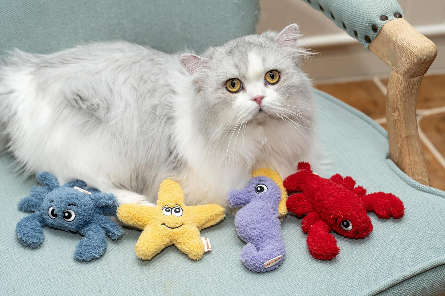Interactive Catnip Cat Plush Toy, Ocean Theme, 5'', for All Breed Size Cats (Starfish)