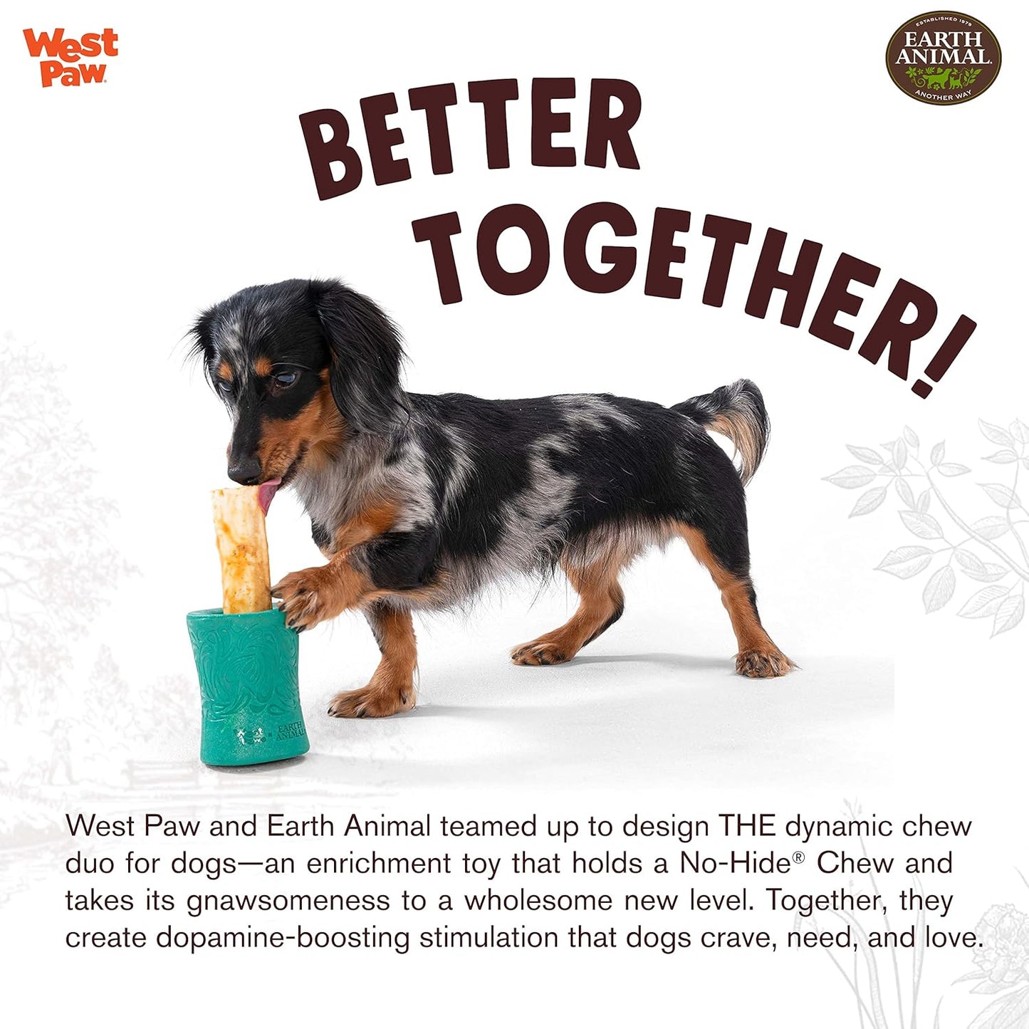 WEST PAW Funnl Dog Chew Toy - Interactive Treat Toys for Dogs - Toy Fillable with Earth Animal No-Hide Chews - Large 4.25" Marine | Made in USA