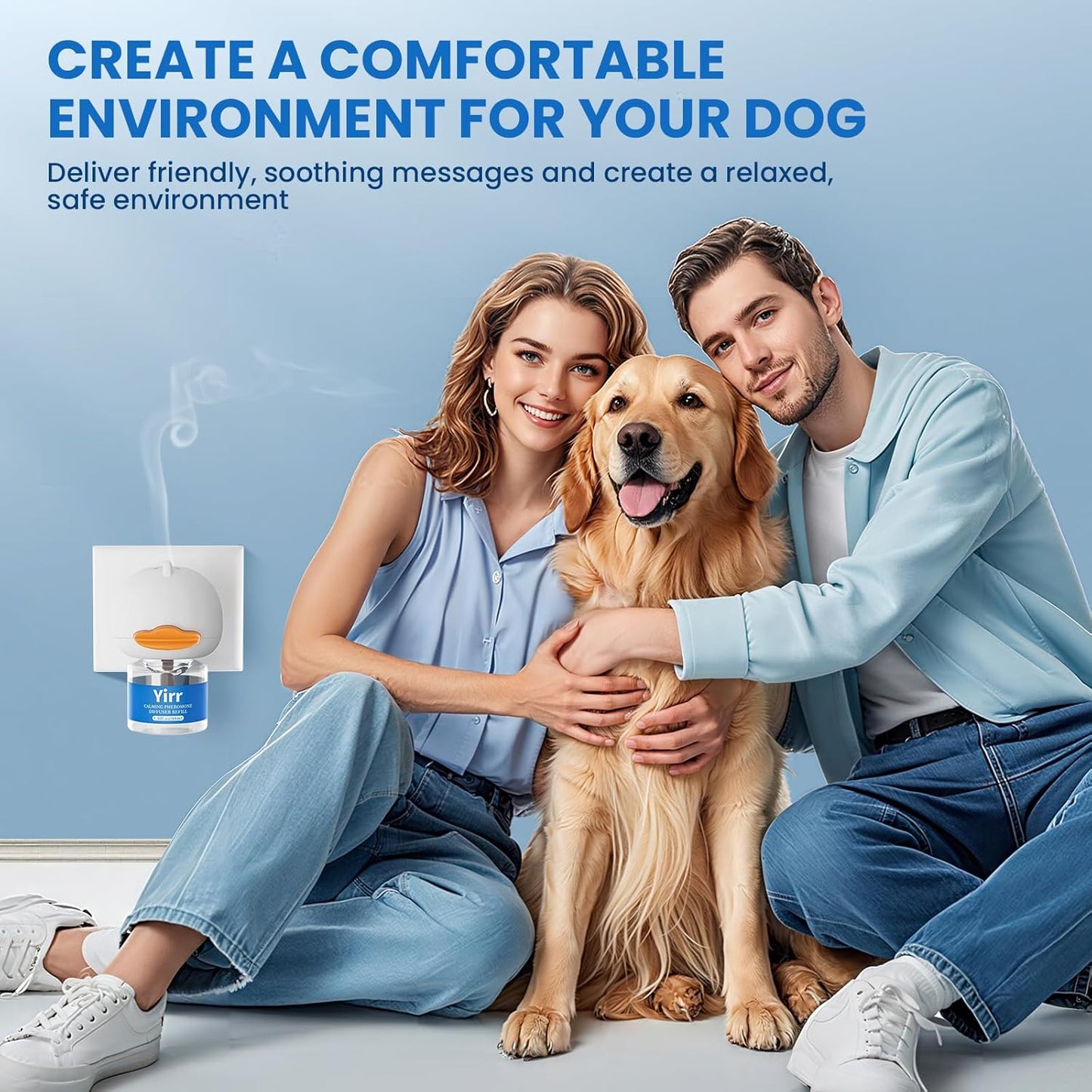 Dog Calming Diffuser, 6 in 1 Dog Pheromones Calming Diffuser, Relaxing Pheromone for Dogs Relief Stress Anxiety Reduce Aggression Barking, Help Train Dog to Pee, 2 Diffuser 4 Refill(48ml)
