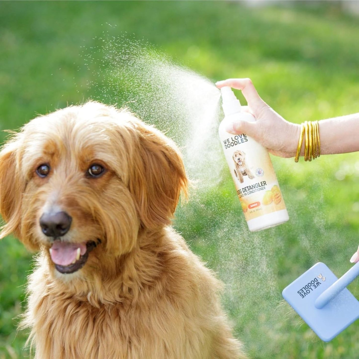 We Love Doodles Dog Detangler Spray - Leave-in Conditioner for Dogs - Dog Detangling Spray - Dematting Spray for Dogs - Tangle Remover - Made in The USA - Large 16 fl oz (Mango)