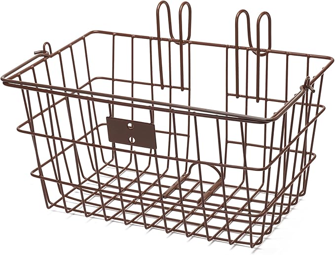 Retrospec Apollo-Lite Lift-Off Bike Basket - Detachable Steel Handlebar Basket with Carrying Handle for Commuting, Shopping & Beach Trips - 14.5in x 9.5in Weather-Resistant Biking Gear