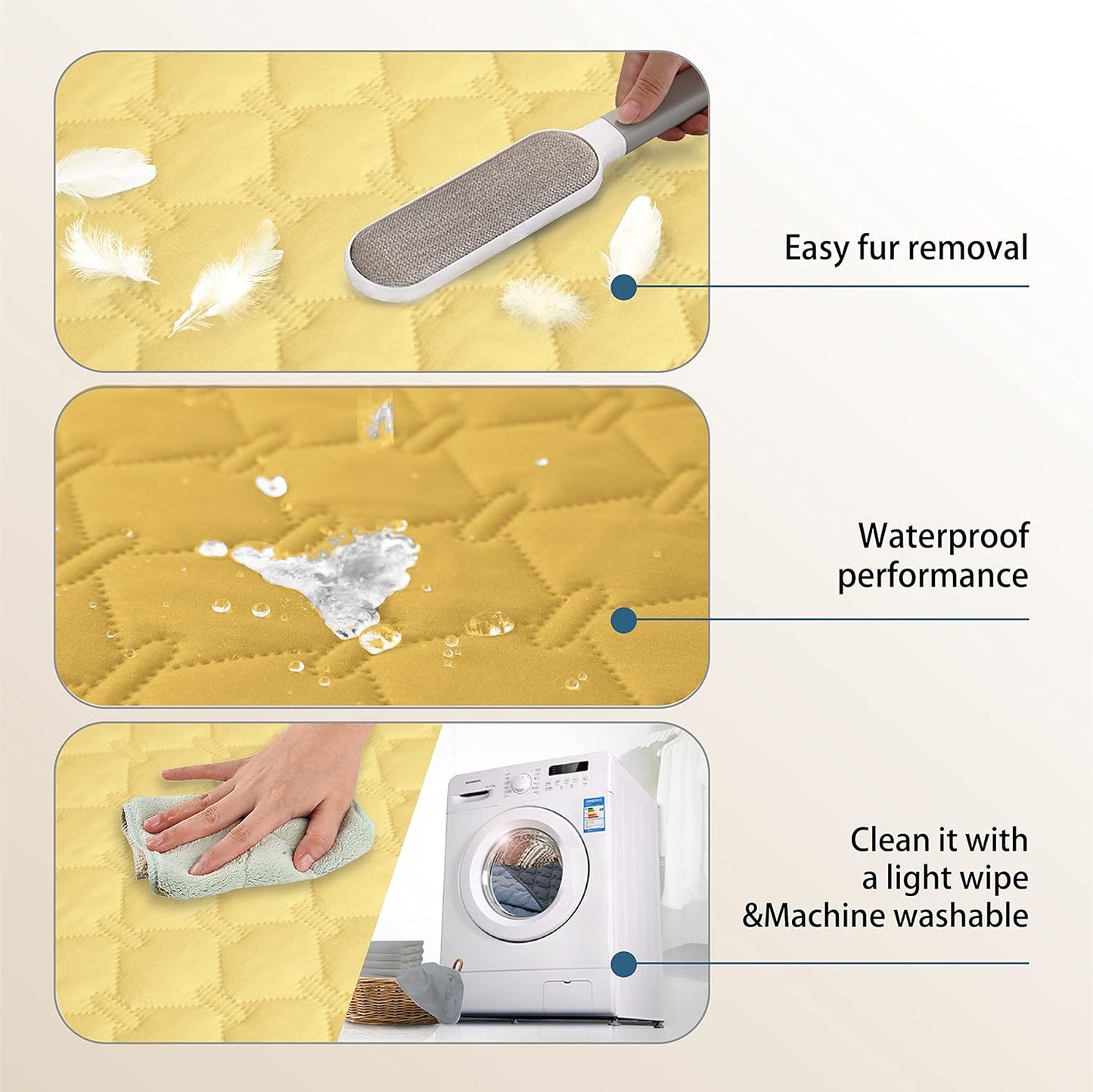 gogobunny 100% Double-Sided Waterproof Dog Bed Cover Pet Blanket Sofa Couch Furniture Protector for Puppy Large Dog Cat, Reversible (40x50 Inch (Pack of 1), Dark Yellow/Light Yellow)