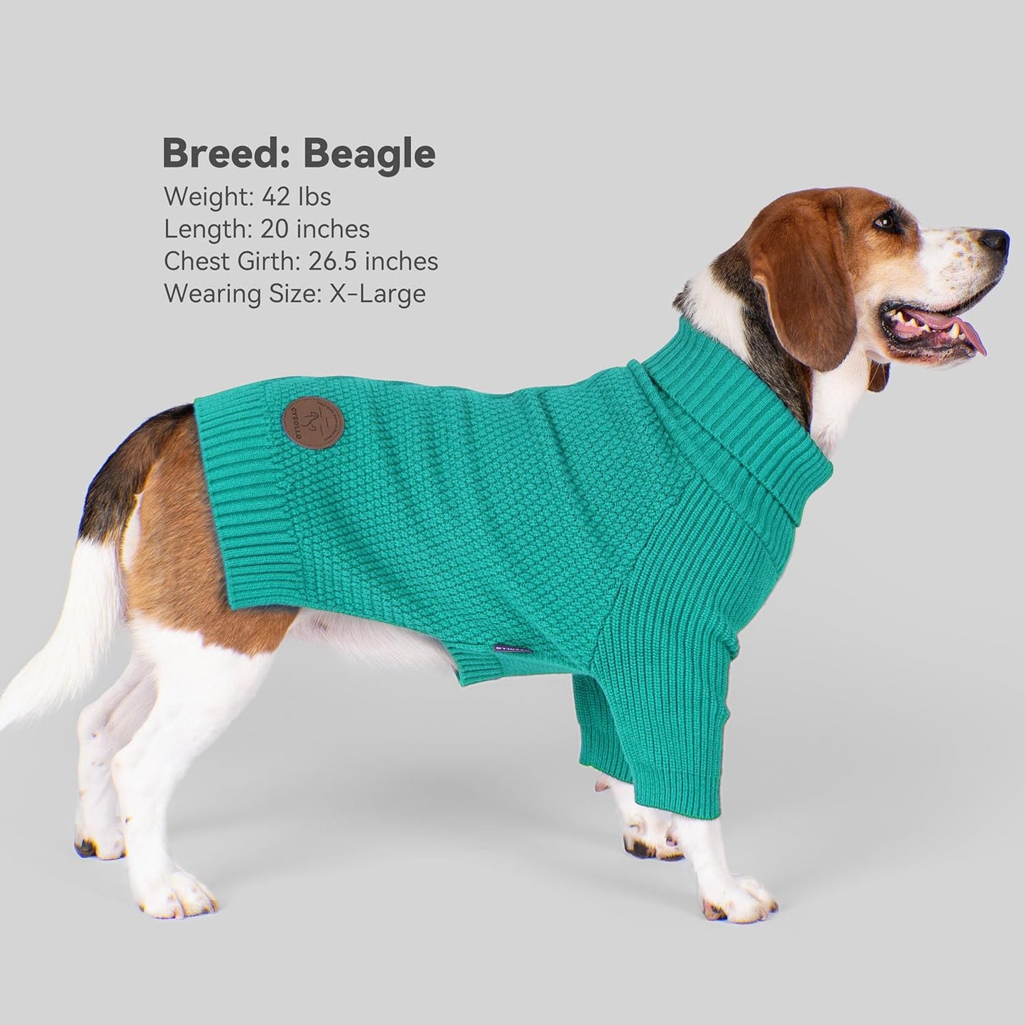 cyeollo 4XL Dog Sweater, Stretchy & Cozy Warm Dog Sweaters for Large Dogs Boy, Pullover Knit Fall Winter Sweatshirt Big Dogs Clothes, Doberman Great Dane Apparel, Aqua Green XXXXL