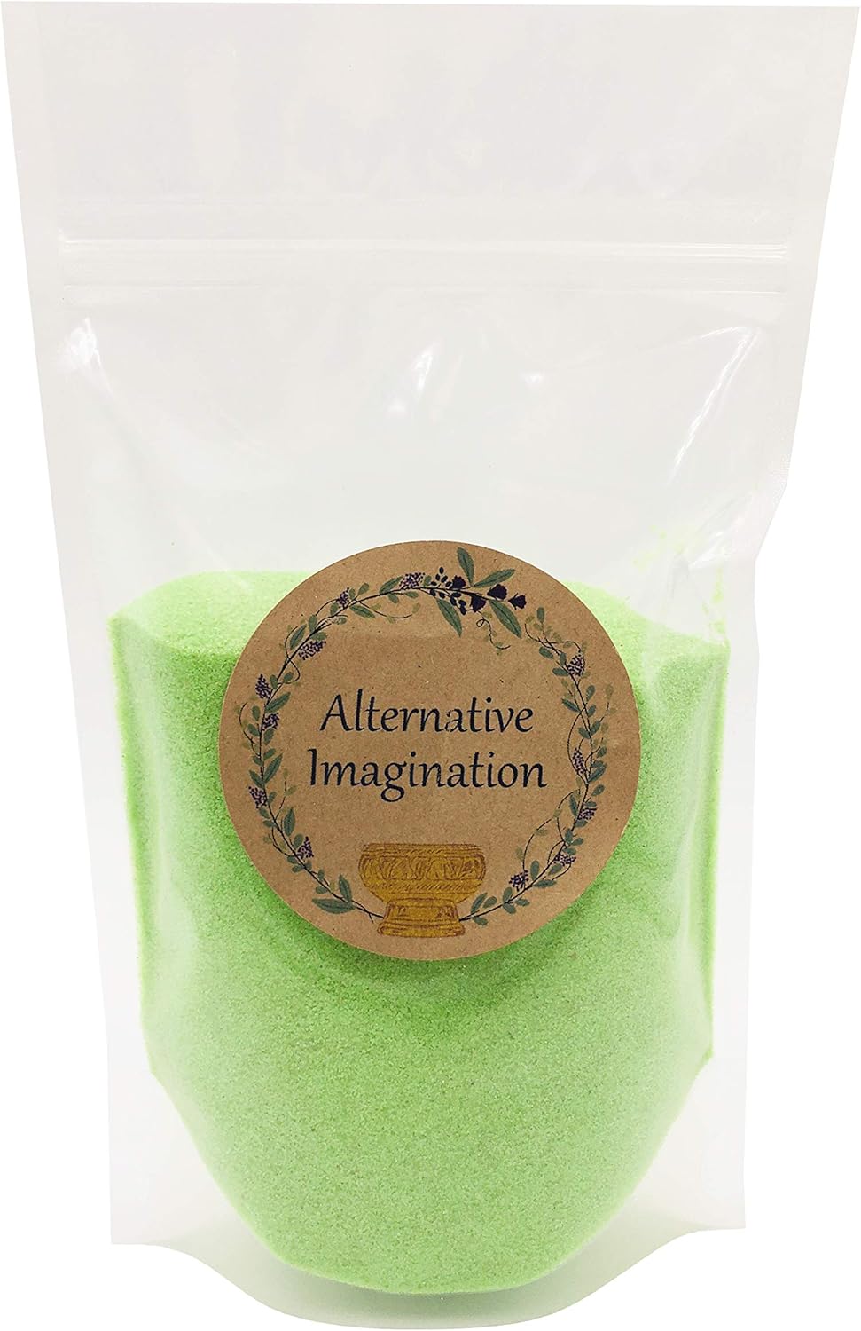 Alternative Imagination Lime Green Sand - Fine Sand for Zen Garden, Resin Incense Burner, Smudge Bowl, Ritual Incense, Cast Iron Cauldron, Unity Ceremony, Sensory Bin Table, Crafts (1 Pound)