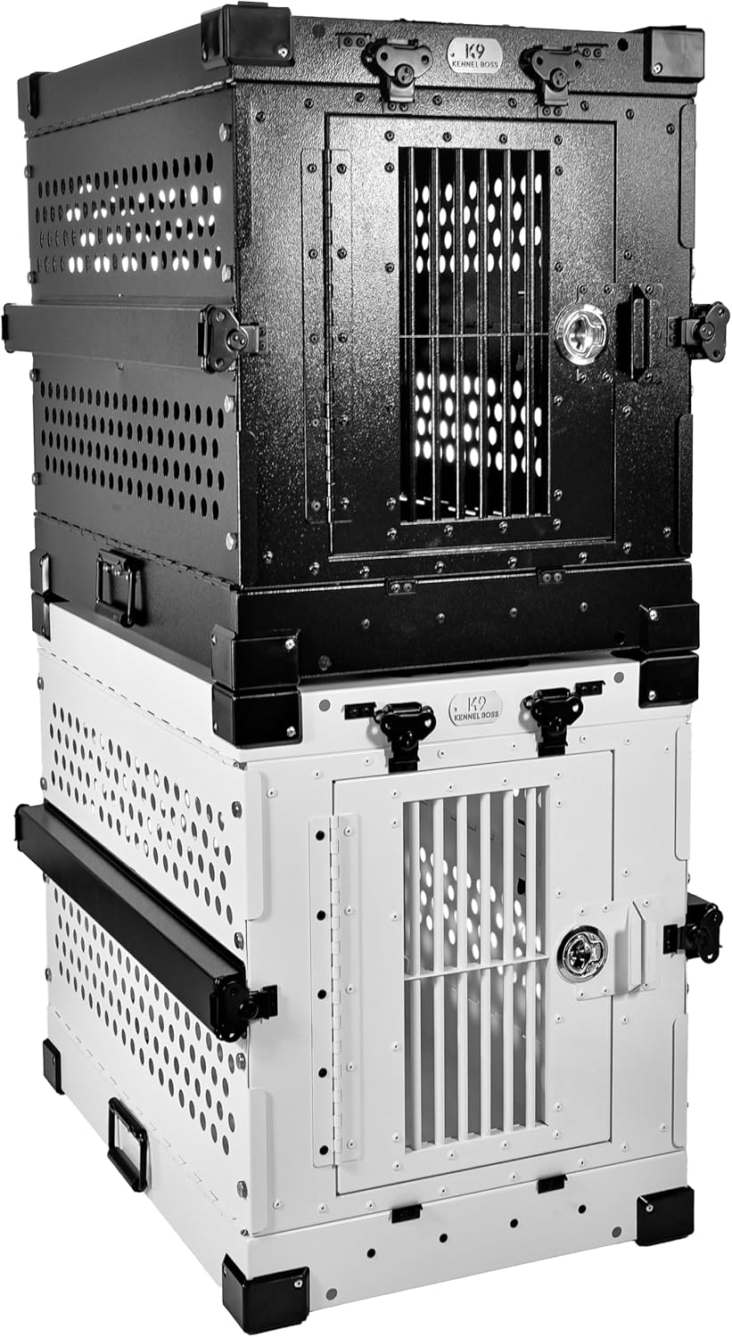 Heavy Duty Fully Collapsible Powder-Coated Aluminum Dog Crate - Small (Black)