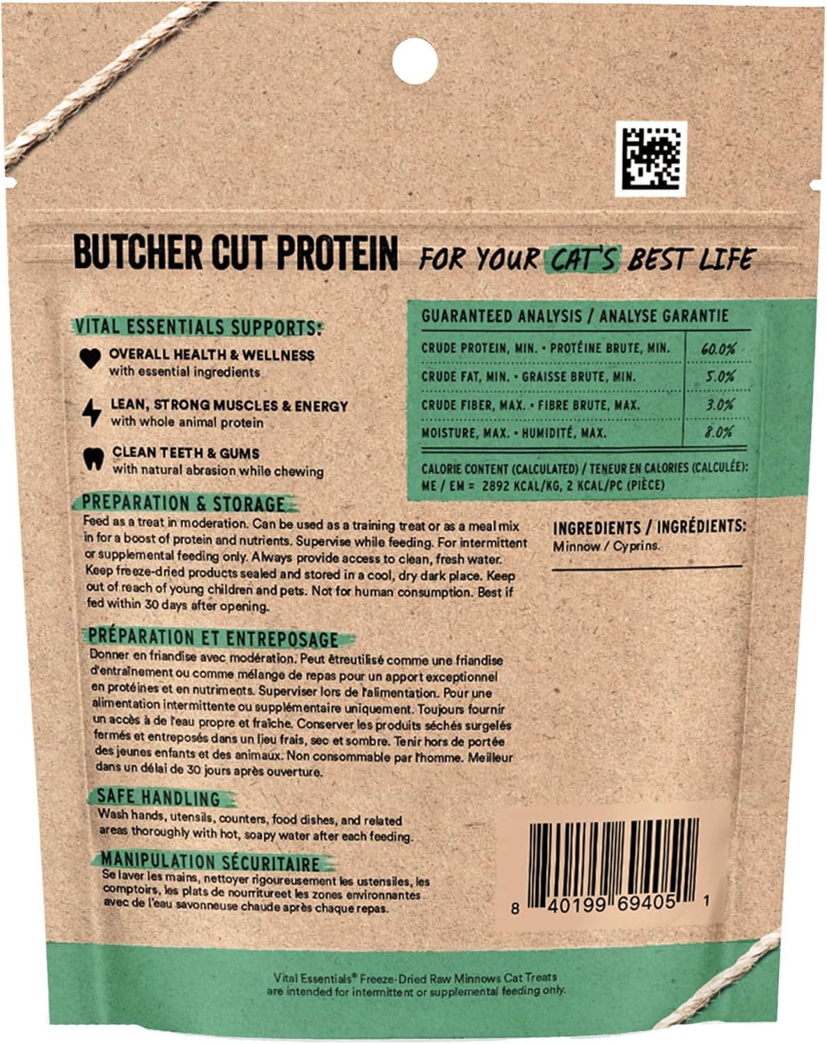 Vital Essentials Minnows Cat Treats, 0.5 oz | Freeze-Dried Raw | Single Ingredient | Grain Free, Gluten Free, Filler Free