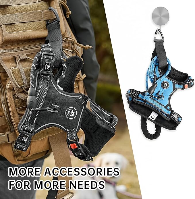 NESTROAD No Pull Dog Vest Harness with Leash, Adjustable Reflective Oxford Pet Harness with Easy Control Handle for Small Dogs, Blue