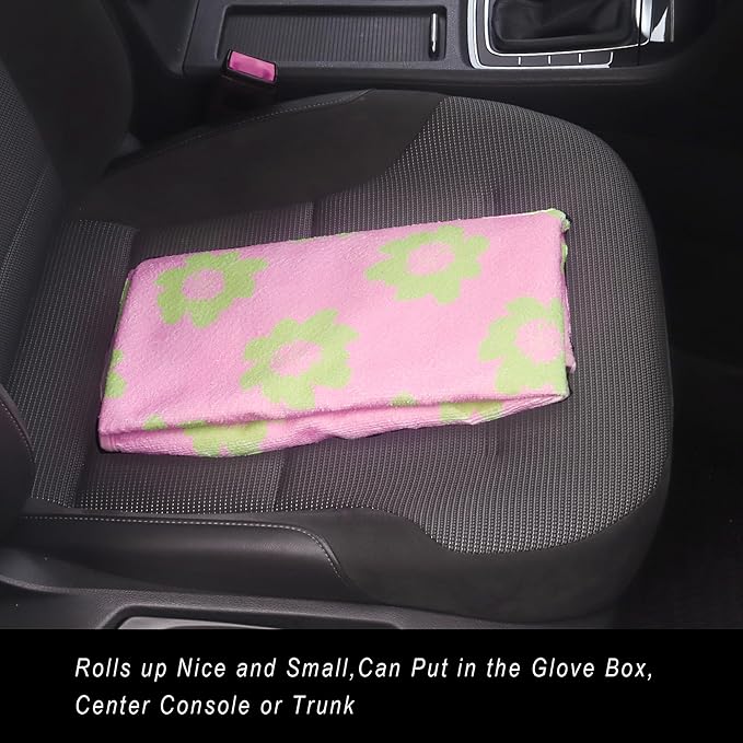 Car Seat Cover Protector Front Seats,for Gym Workout,Running,Swimming,Beach and Hiking,Waterproof Sweat Towel Bucket Seat Covers for Cars SUV Trucks (Flower and Pink, 1Pcs)