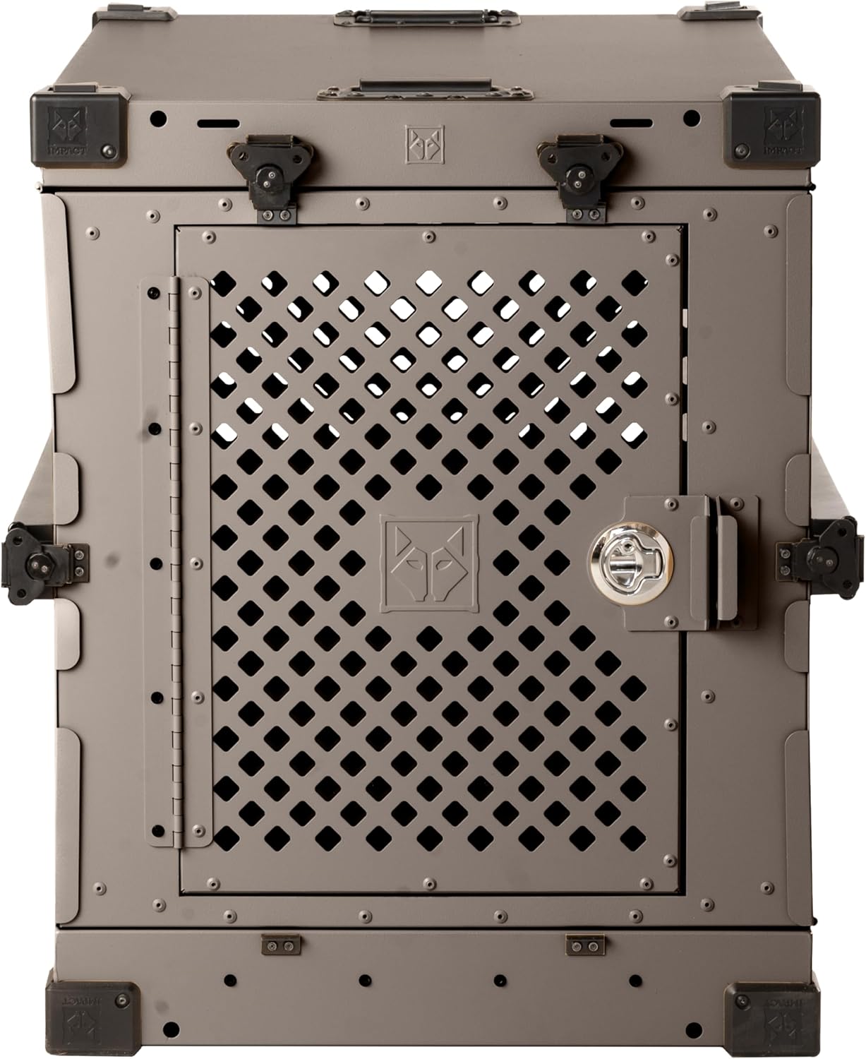 Impact Collapsible Dog Crate - Foldable Hard Crate for Extra Large Dogs - Heavy Duty Travel Kennel with Powder-Coated Aluminum - Quick Setup for Indoor & Outdoor (Gray, 40"+ (40.5" L x 27.5”W x 34" H)