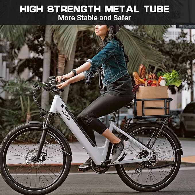 RAYMACE Rear Rack Bike Basket with Cargo Net and Liner Large Bicycle Basket Perfect Mount for Electric Bike