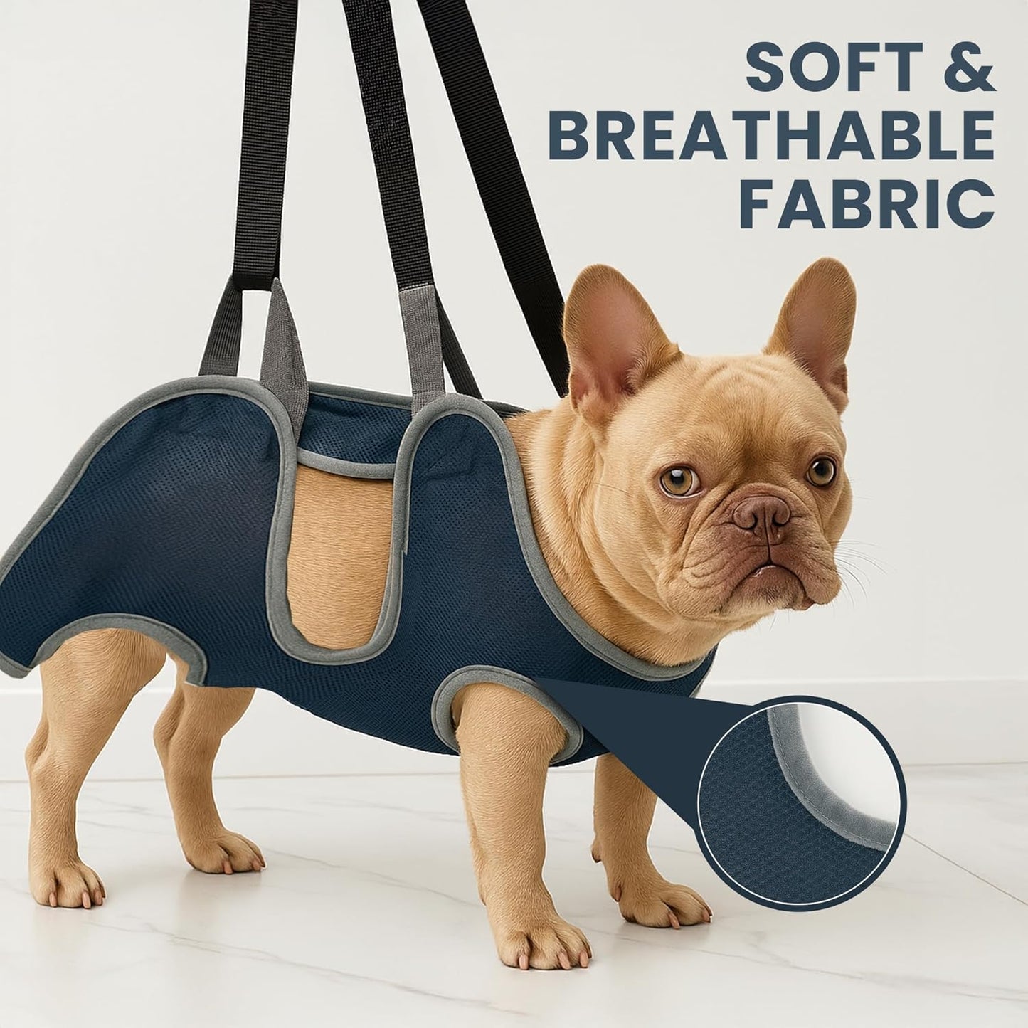 Grooming Hammock Kit for Dogs & Cats, Includes Hammock Harness, Nail Clippers, Nail File, Grooming Glove, Dematting Comb, S-Hooks, Carabiners & Storage Bag for Easy Home Grooming small (75ร49) cm