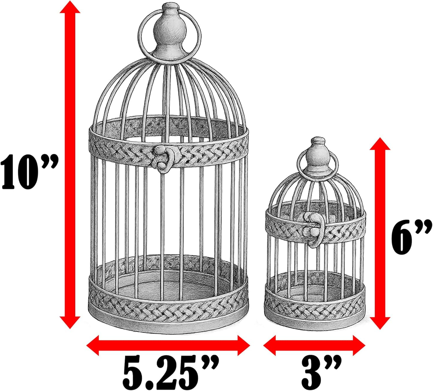 Vela Lanterns Birdcage Decor Candle Holder Lantern Decorative Wedding Table Centerpiece Decorations, White, Set of 4