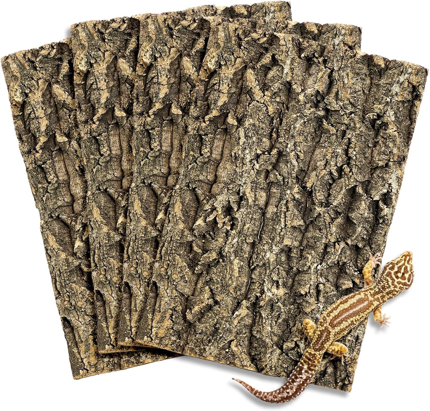 Fhiny 4 PCS Cork Bark Background, 11.6" x 7.7" Natural Cork Bark for Reptiles Bearded Dragon Climbing Backdrop Terrarium Habitat Wall Decor Accessories for Turtle Gecko Lizard Snake Spider Frog