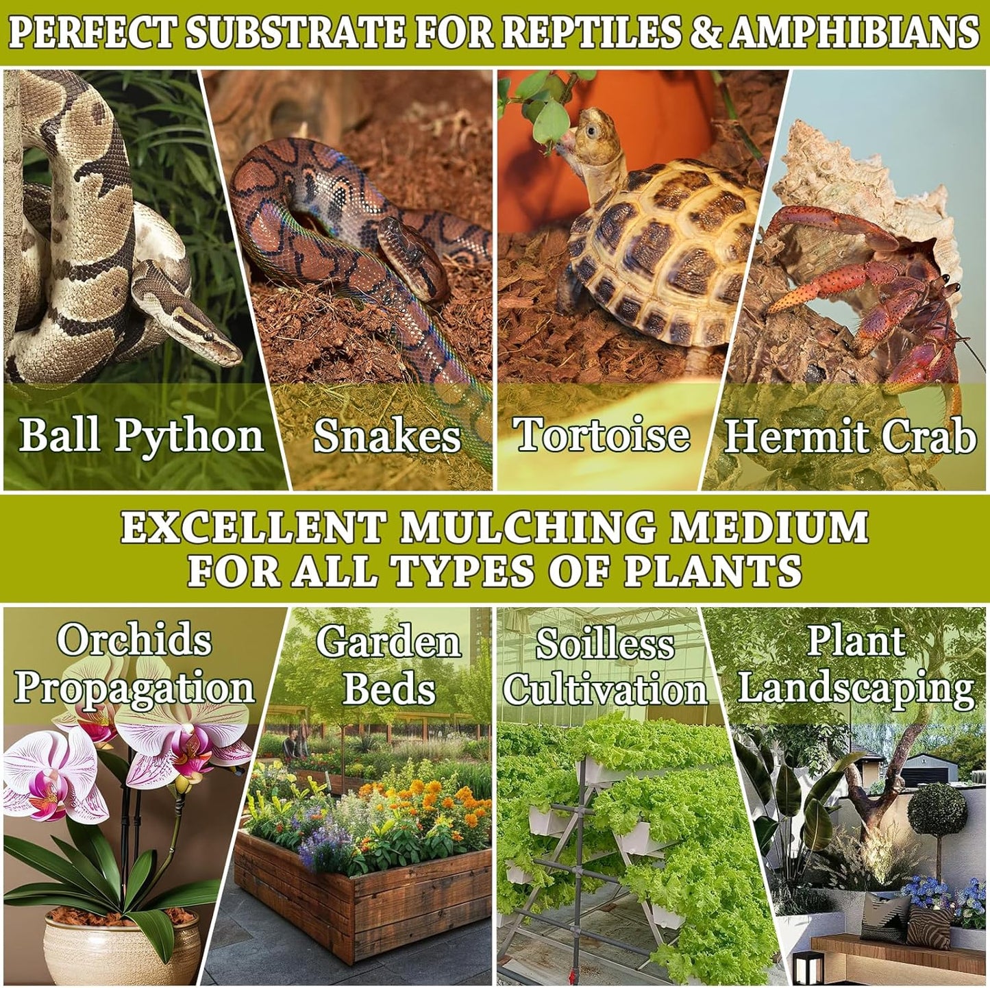 ZeeDix 3PCS Natural Coconut Chips Substrate for Reptiles, Coconut Fiber Husk Reptiles Bedding, Compressed Coco Chips Substrate for Ball Python, Snakes, Tortoise, Hermit Crab, Frogs, Lizard, Tarantula