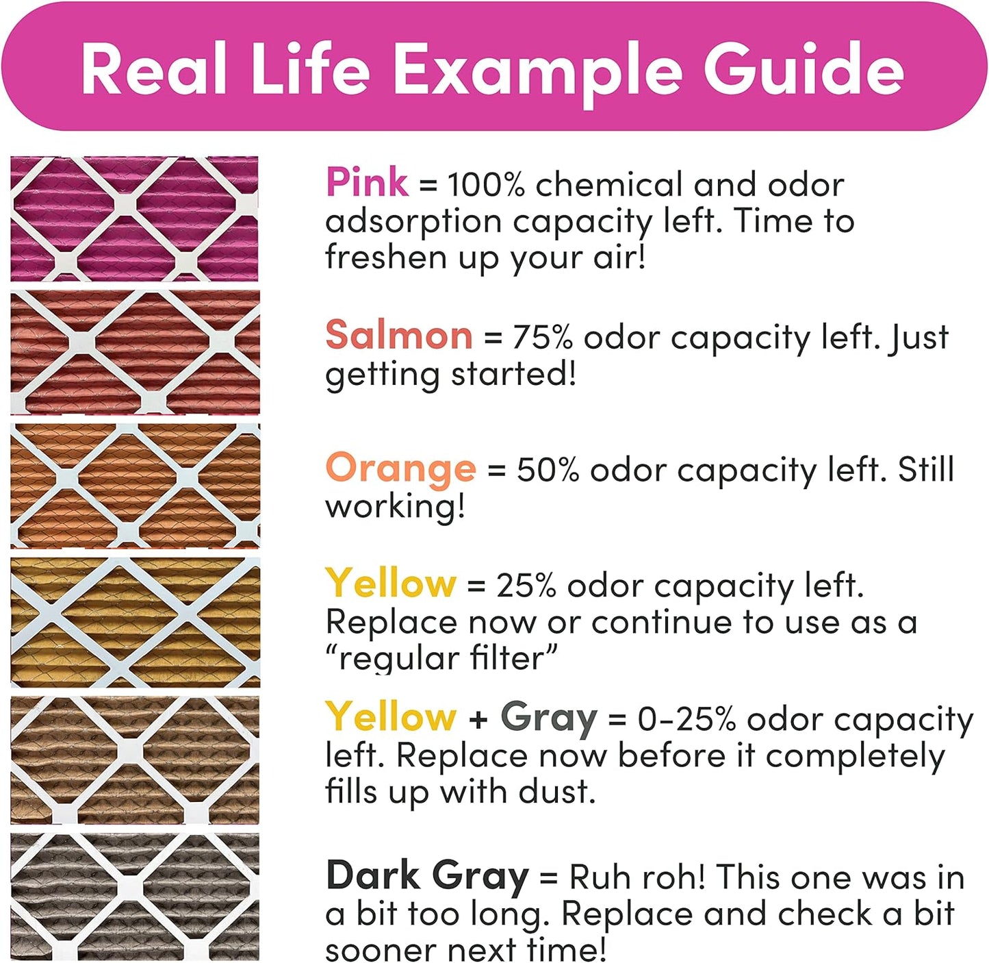 Colorfil 16x20x1 Air Filter (6-Pack) | Made in the USA | Color Changing | Remove Cat and Dog Odor | MERV 8 for Pet Hair Dander and Dust | 15.5"x19.5"x0.75" Exact Size