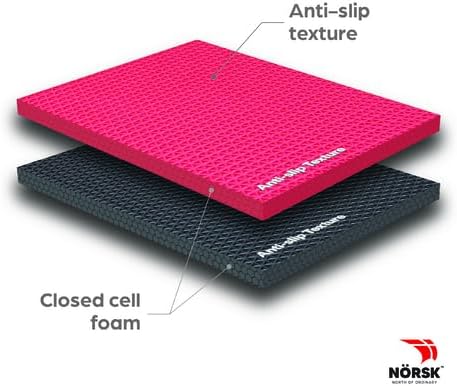 Norsk Reversible Gym Exercise Mats 3/4" Thick EVA Interlocking Foam Tiles, Perfect Home Gym Flooring, 32 Tiles & 64 Trim Pieces, 128 Sq. Ft. Reversible, Red/Black