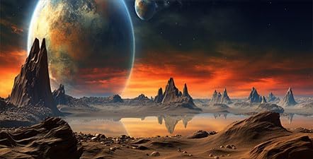 24X12IN Cosmic Aquarium Background, Cool Parallel Space Themed Fish Tank Background, Tropical Desert Terrarium Background with 8 EVA Double-Sided Tape