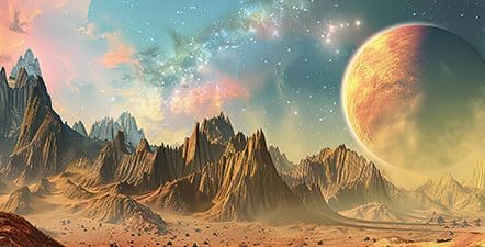 Cosmic Aquarium Background,Cool Galaxy Parallel Space Themed Fish Tank Background, Tropical Desert Terrarium Background 24X16IN with 8 EVA Double-Sided Tape