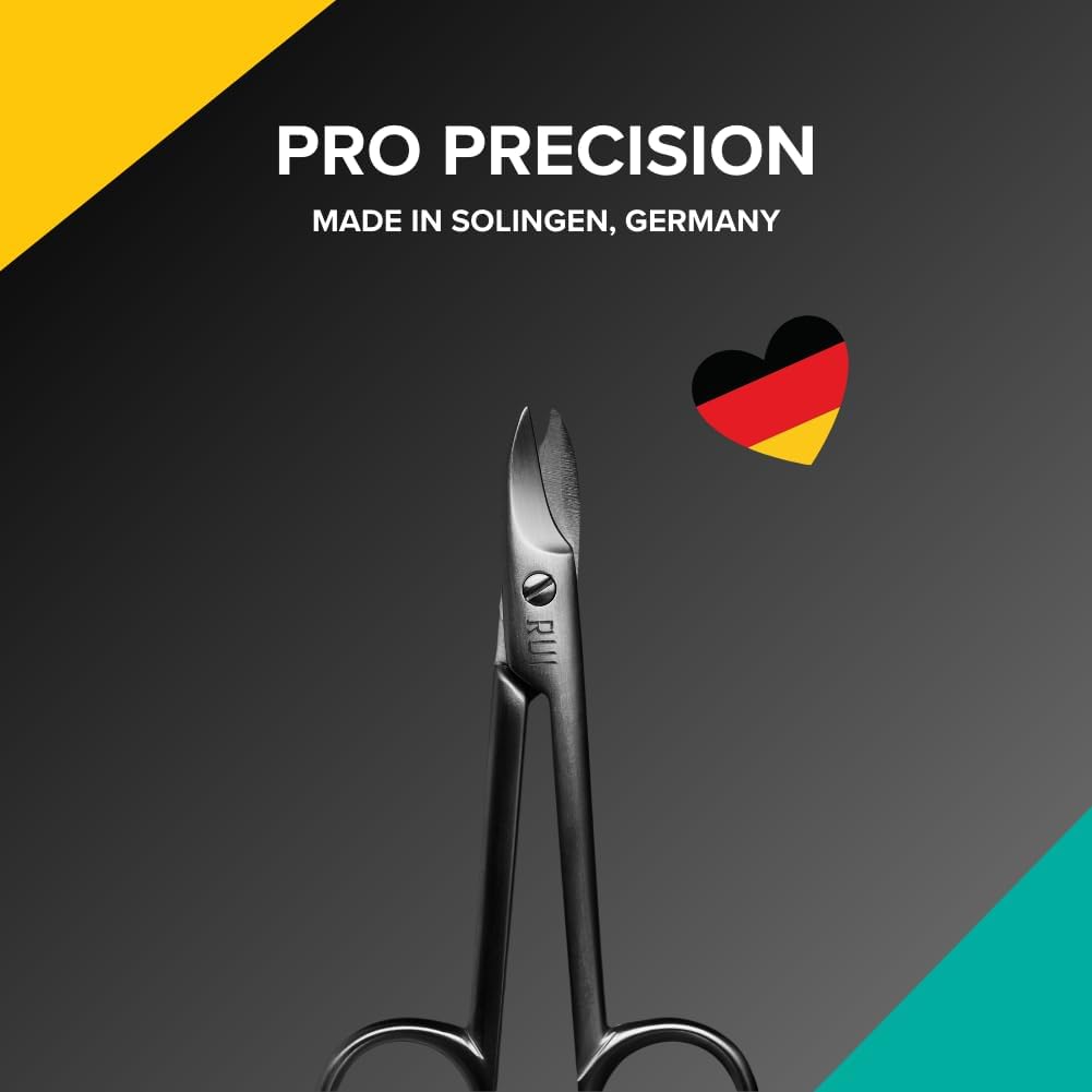 Rui Smiths Pro Precision Toenail Scissors | Stainless Steel Pedicure Trimmer Cutter with Micro-Serrated, Anti-Skid Cutting Edges and Long Handles For Hard Nails | Made in Solingen, Germany