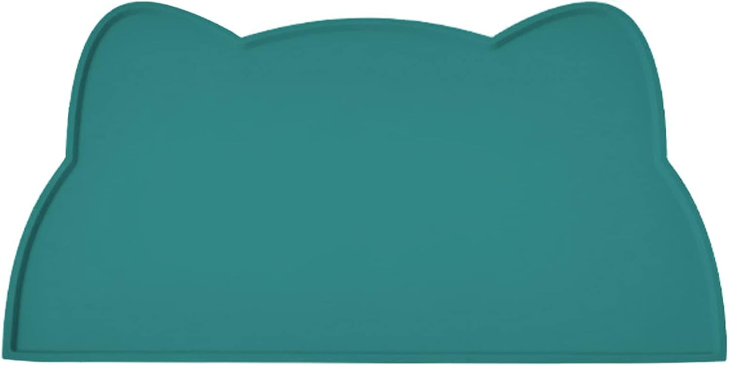Cat Food Mat, Silicone Pet Feeding Mat for Floor Non-Slip Waterproof Dog Water Bowl Tray Cushion (20" x 12", MARRS Green)