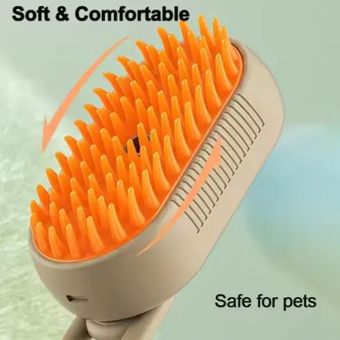 3-in-1 Cat Grooming Brush – Water Spray & Self-Cleaning Shedding Brush for Cats & Dogs – Pet Hair Removal & Massage Comb for Long & Short Hair (White). (White)