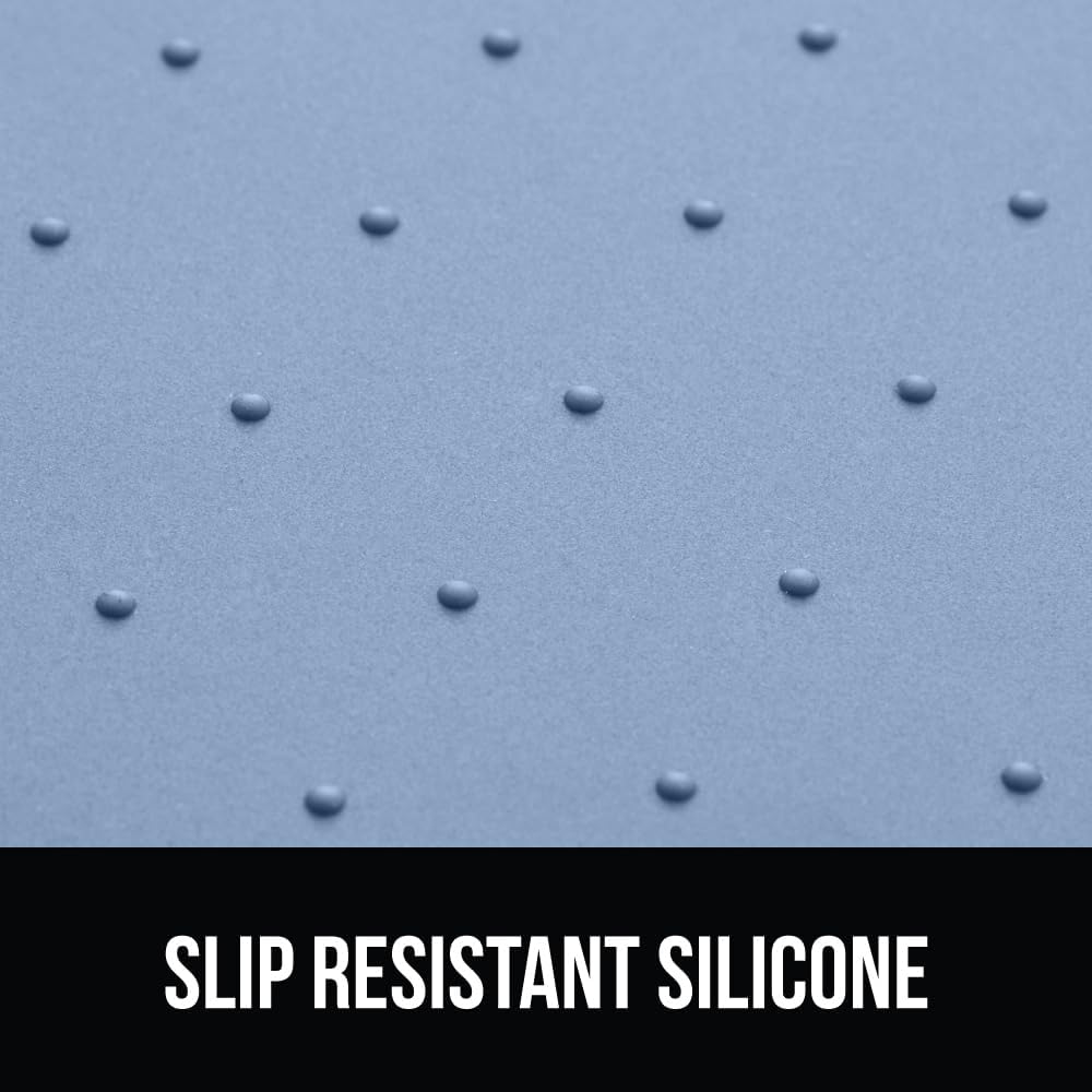 GORILLA GRIP 100% Waterproof Raised Edge BPA Free Silicone Pet Feeding Mat, Dog Cat Food Mats Contain Spills Protects Floors, Placemats for Cats and Dogs Water Bowl, Pets Accessories 16x10, Blue