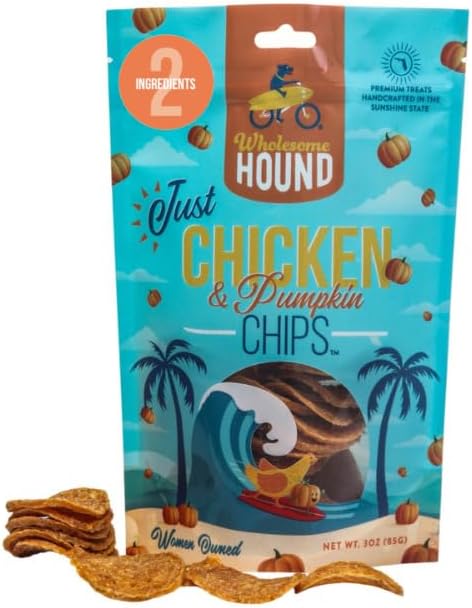 Chicken & Pumpkin Chips – Single Ingredient Dog Treats, All Natural & Healthy Training Snacks for Small, Medium & Large Breeds, Puppies – High Protein, Made in USA 3oz