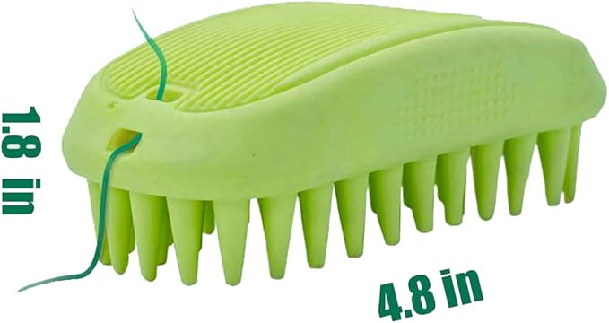 Dog Cat Pet Grooming Brush - Silicone Massage Brush for Deshedding and Bathing, Anti-Slip Rubber Shampoo Brush for Long & Short Hair Dogs and Cats (Orange)