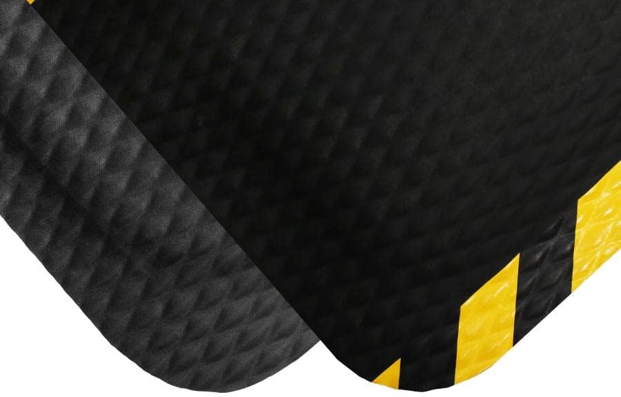 American Floor Mats Hog Heaven Premium 7/8" Black & Yellow Border 3' x 5' Nitrile Backed Anti-Fatigue Comfort Mat