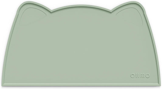 OHMO - Cat Food Mat, Silicone Pet Feeding Mat for Floor Non-Skid Waterproof Dog Water Bowl Tray, Easy to Clean Pet Placemat (Sage Green, 20 * 12'')